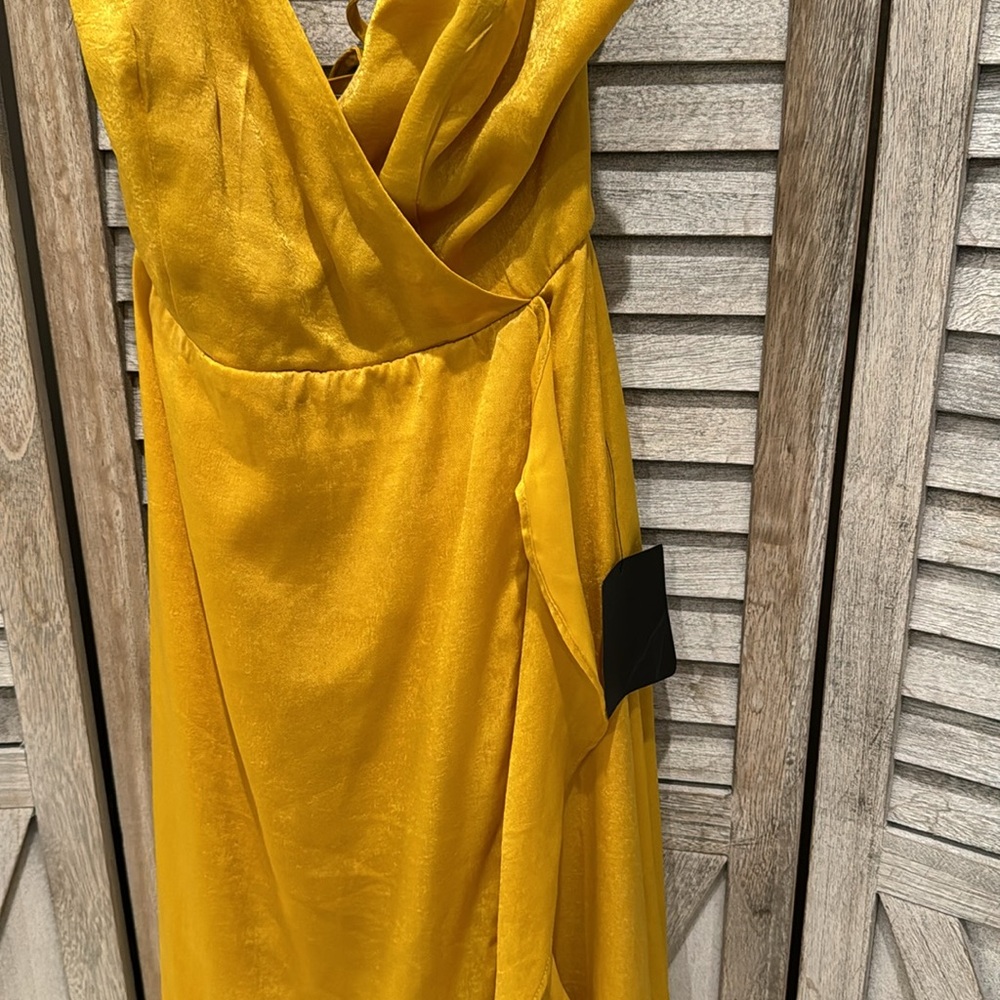Lulu's Yellow High-Low Ruffle Wrap Maxi Dress - Picture 7 of 12